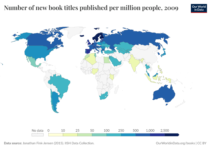 A thumbnail of the "Number of new book titles published per million people" chart