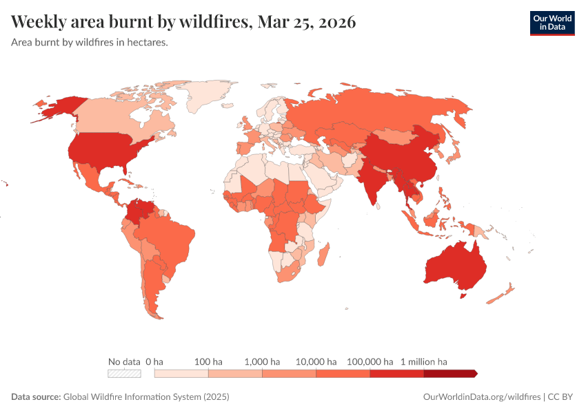A thumbnail of the "Weekly area burnt by wildfires" chart